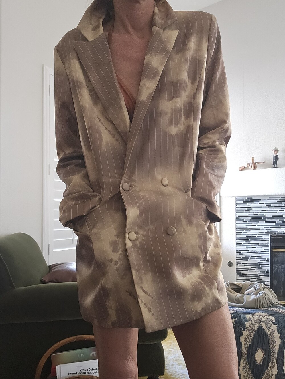 Acid Wash Blazer Dress